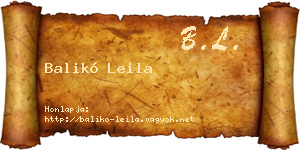 Balikó Leila névjegykártya